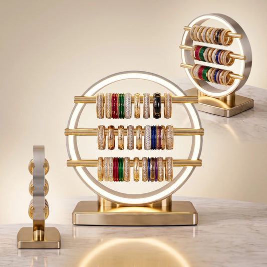 Decorative Circle Wooden Bangle Storage & Display Stand for Women’s Jewelry Collection