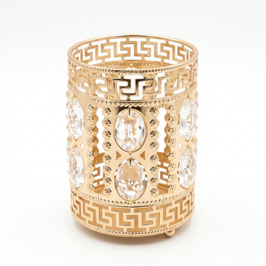 Luxury Crystal Cylindrical Candle Holder & Desktop Organizer