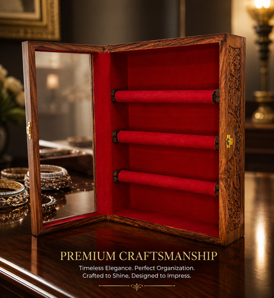Premium Wooden Bangle Organizer Box with Glass Door
