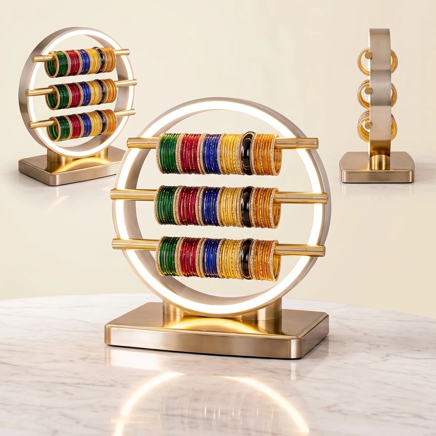 Decorative Circle Wooden Bangle Storage & Display Stand for Women’s Jewelry Collection