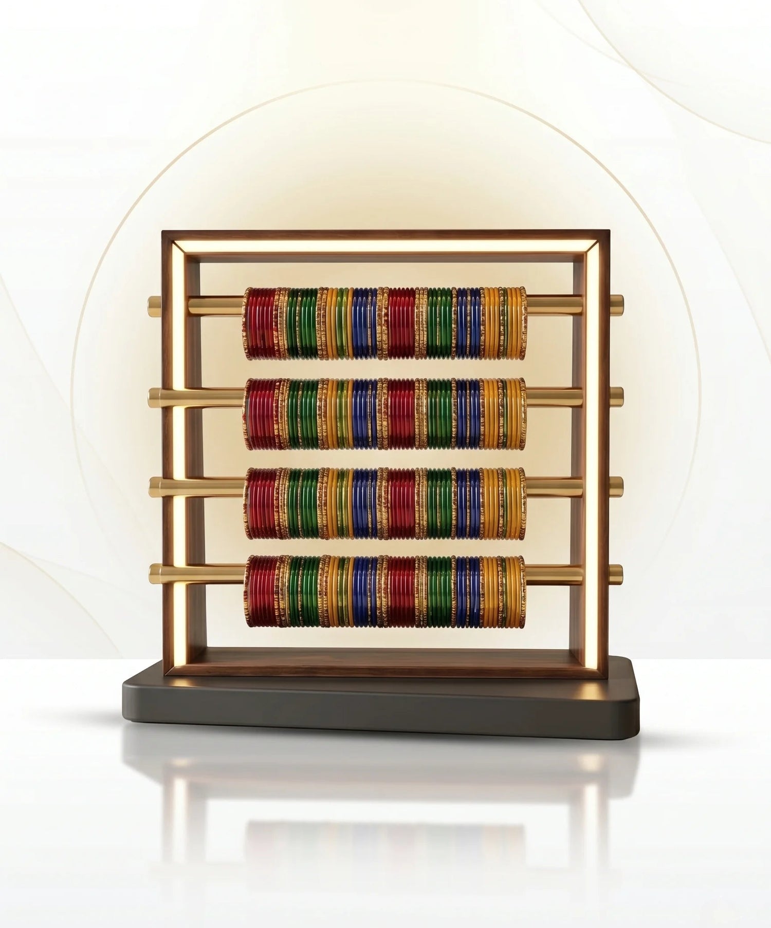 Decorative abacus with colorful beads on a white background