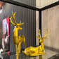 Modern Gold Deer Figurine Set – Luxury Geometric Home Décor Showpiece (Set of 2)