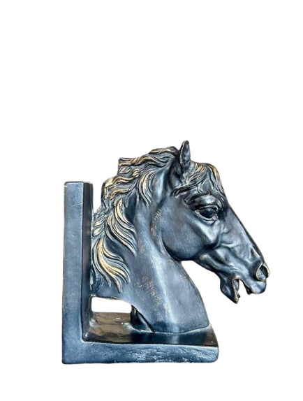 Modern Black Horse Head Bookend – Decorative Resin Horse Sculpture for Home & Office